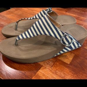 Navy and White Striped Fitflops
